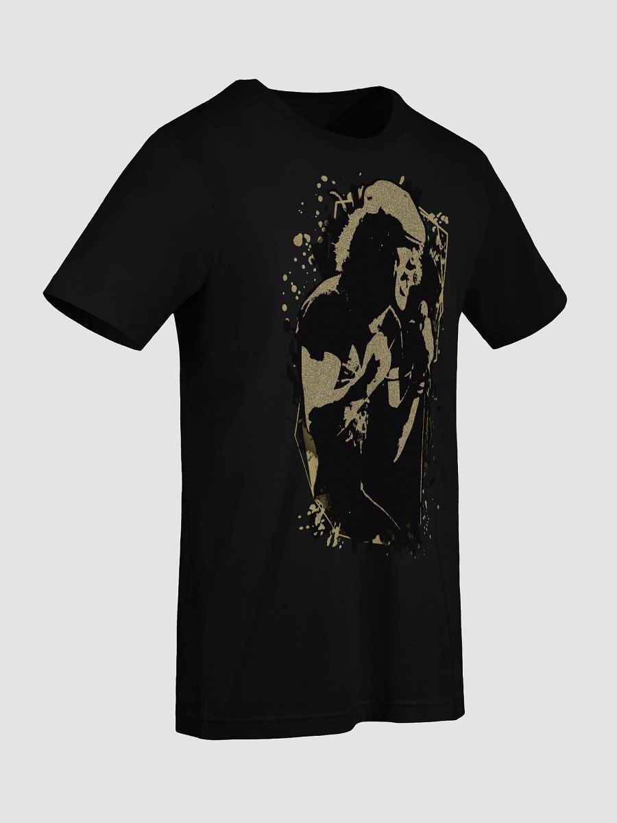 Brian Johnson black and gold sand fan art T-Shirt. ACDC Tee. product image (5)