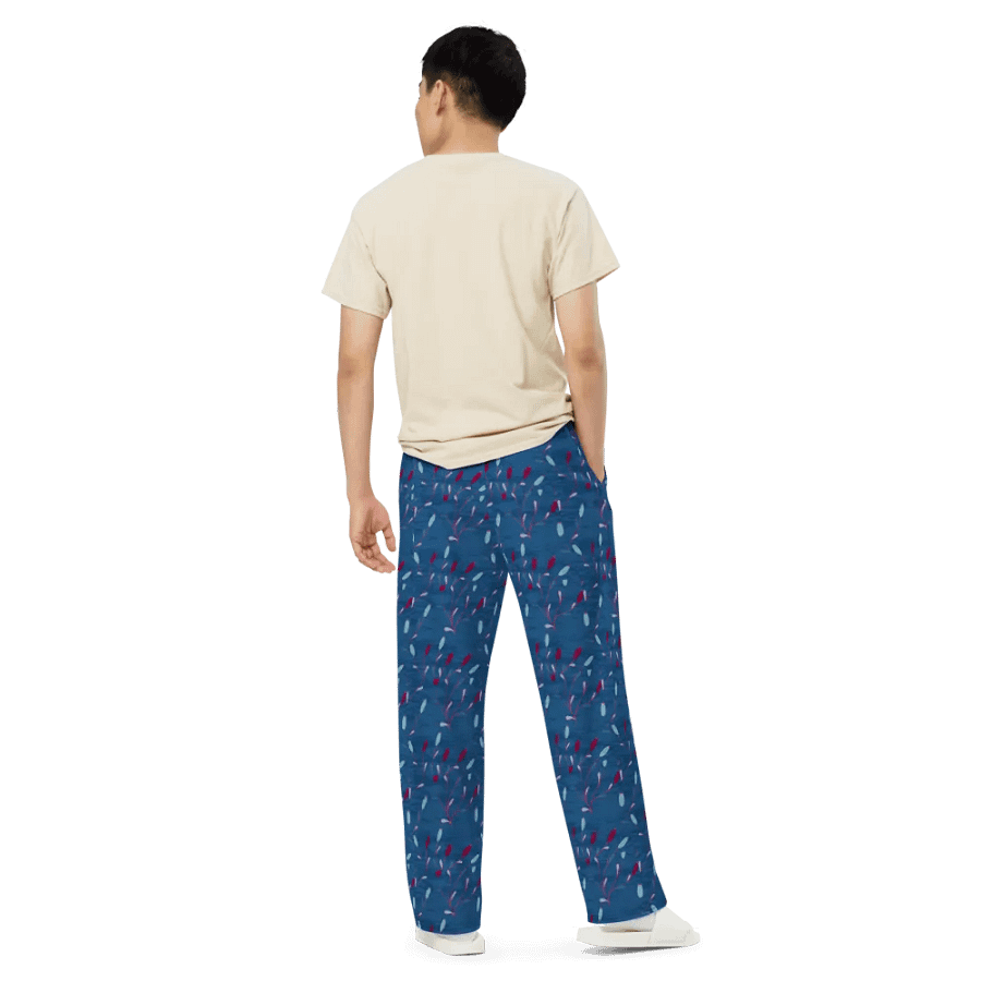 Blue Patterned Wide Leg Pants product image (5)