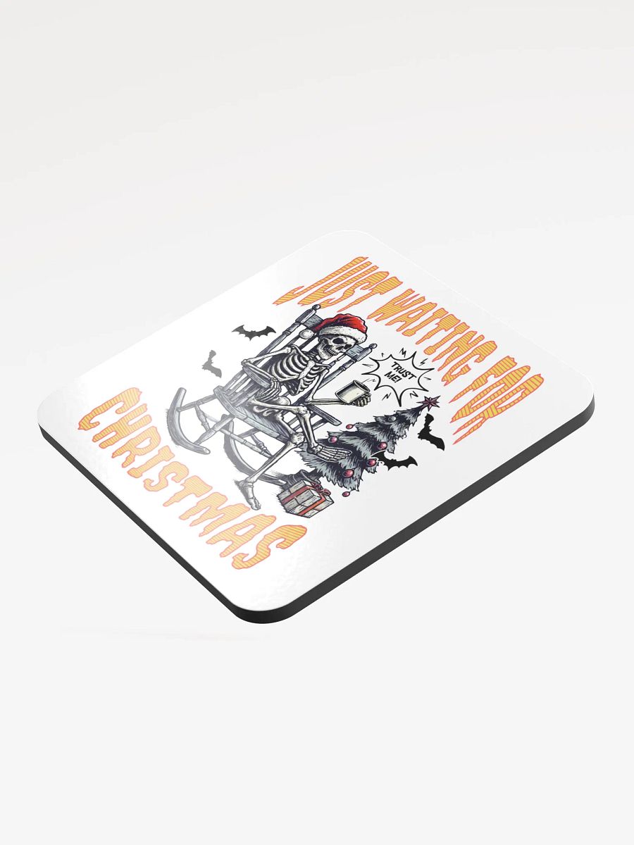 Just Waiting For Christmas Santa Skeleton Cork Coaster product image (3)