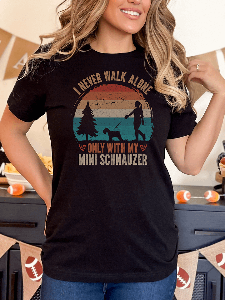 Miniature Schnauzer Dog Walking MOM Retro Vintage Sunset Silhouette Shirt product image (1)