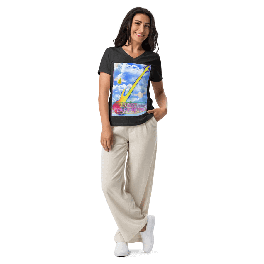 Cheesy Power Metal Relaxed Fit V-Neck T-shirt product image (9)