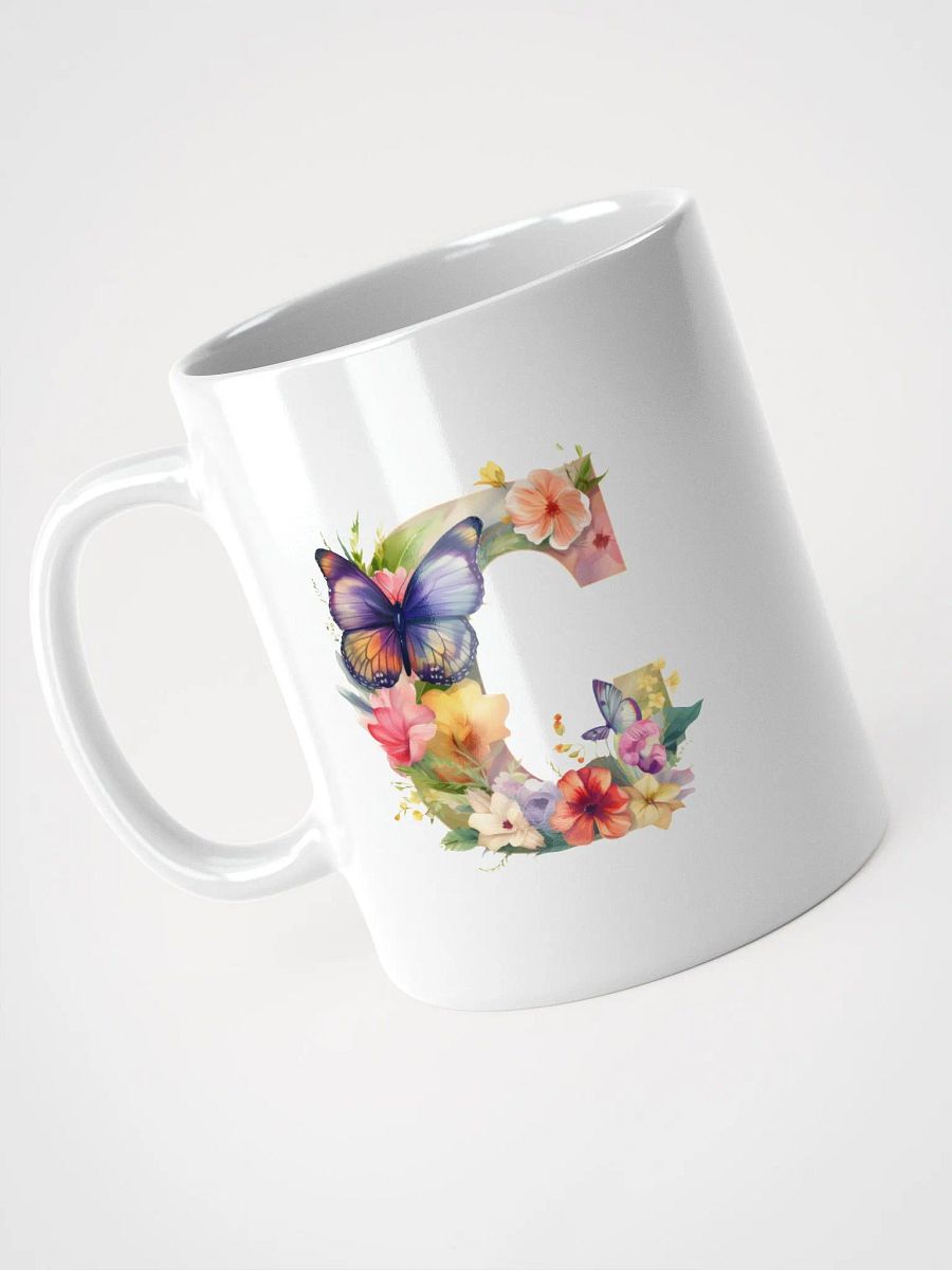 Letter C Monogram Floral Fantasy White Glossy Mug product image (9)