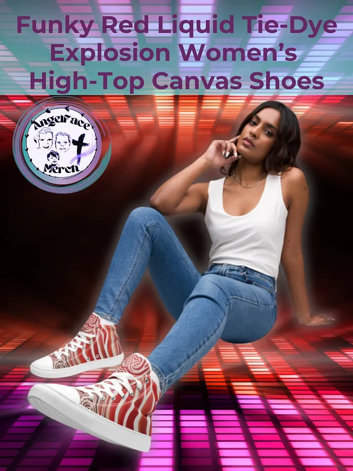Funky Red Liquid Tie-Dye Explosion Women's High-Top Canvas Shoes product image (1)