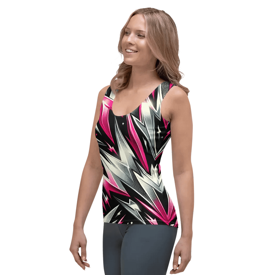 T3 Silver & Hot Pink Lightning Womens Tank product image (3)