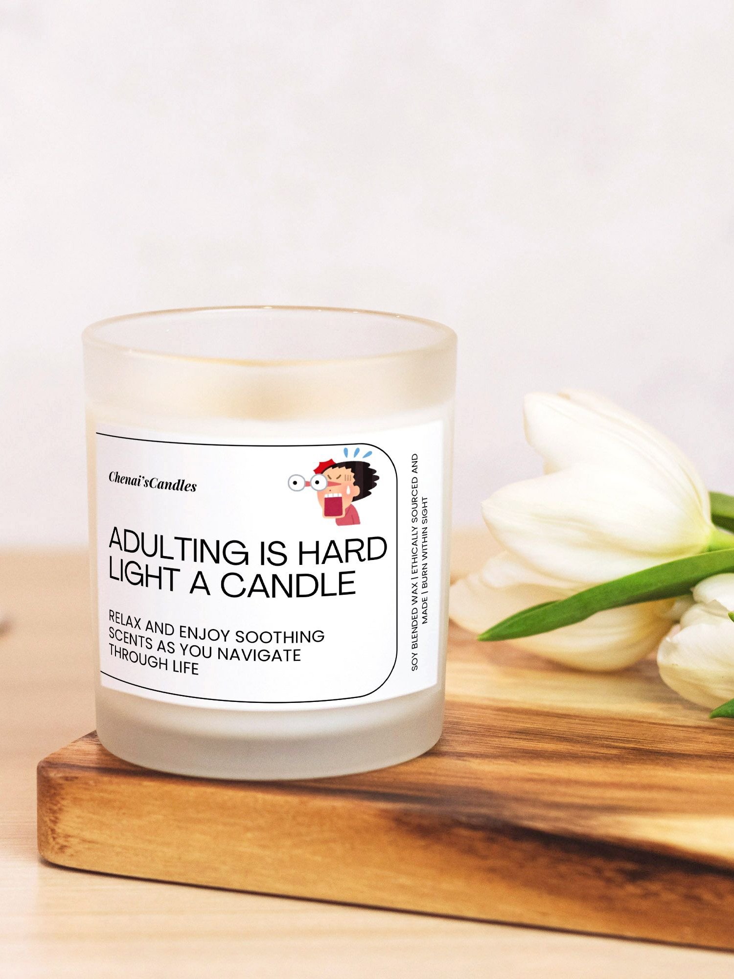 Adulting is hard frosted candle product image (2)
