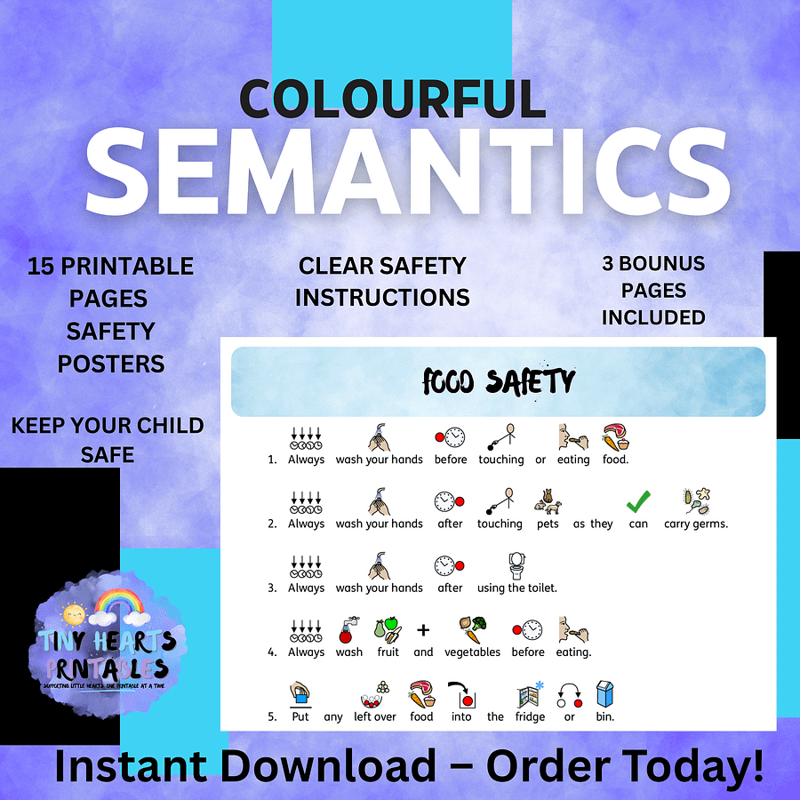 Colourful Semantics Safety Poster Bundle | 15 Visual Safety Rules for Kids | SEN, EYFS, Classroom, PSHE, Mental Health product image (6)