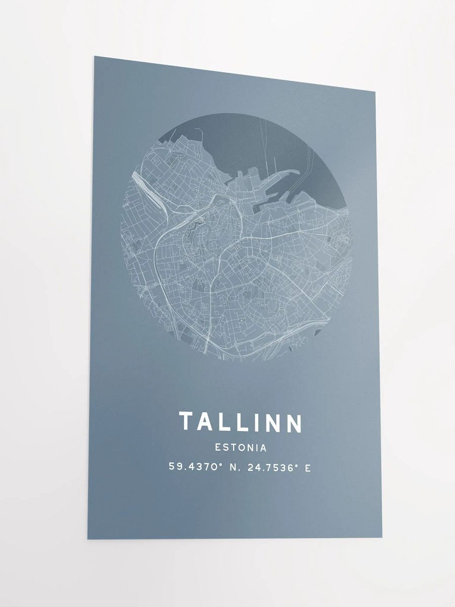 Tallinn Street Map Poster – Blue Minimalist Circular City Art product image (4)