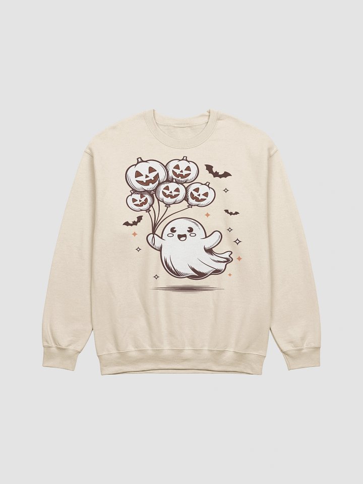 Cute Ghost & Pumpkin Balloons Halloween Sweatshirt – Funny Cozy Spooky Season Crewneck for Kids & Adults product image (1)