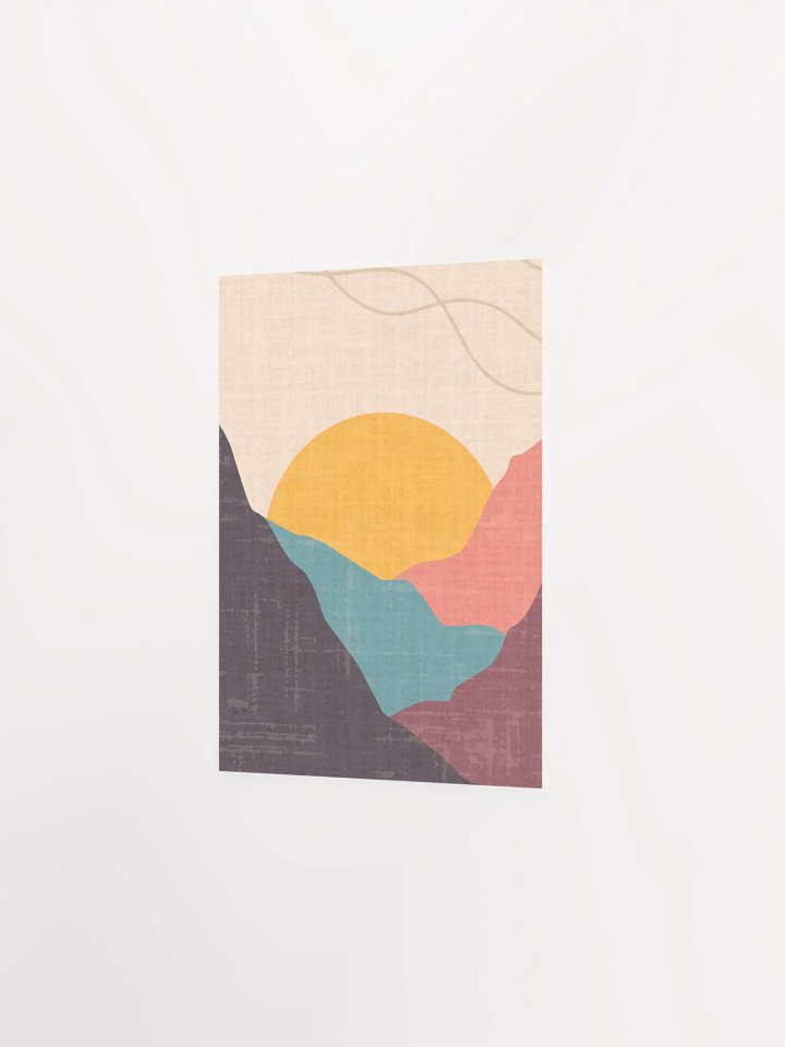 Calming Minimalist Boho Wall Art – Sunset, Hills & Flowing River Print | Modern Neutral Aesthetic Home Decor product image (23)