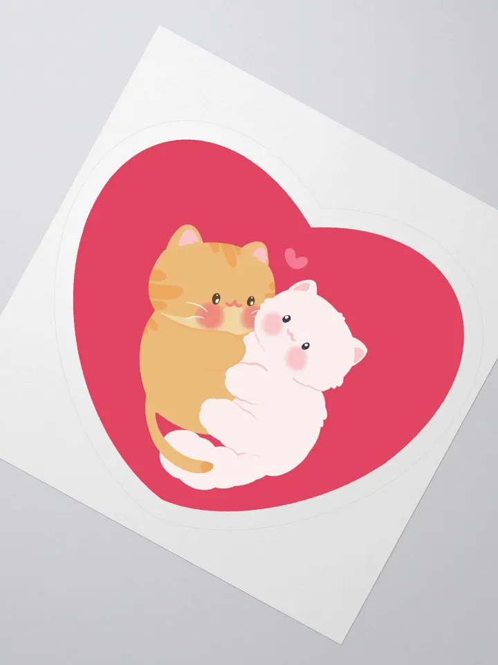 Heart Orange & White Cat Vinyl Sticker product image (2)