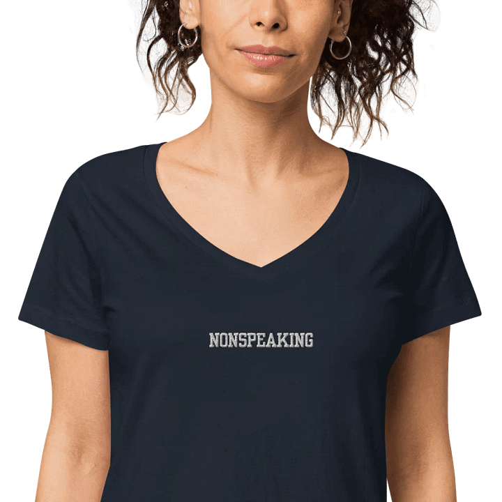 NONSPEAKING embroidered women's fitted v-neck tee product image (1)