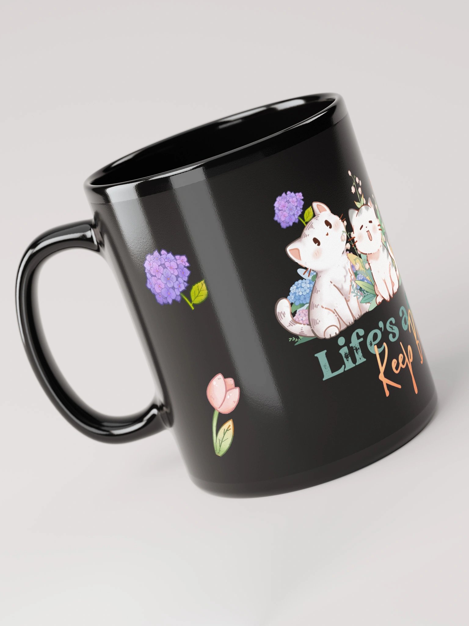 Life is a cat garden - black mug product image (2)