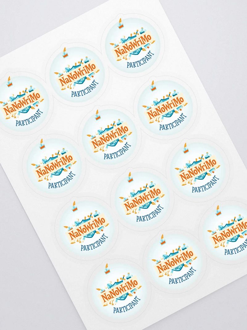 NaNoWriMo Participant Sticker Sheet (12 Stickers Per Sheet)