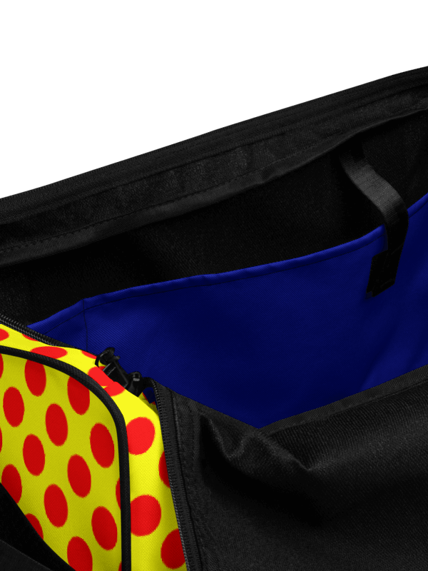 Red Polka Dots on Yellow Duffle Bag product image (3)