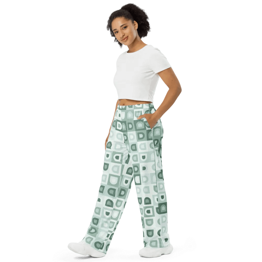 BUIII Retro Geometric: Mint Oasis Wide-Leg Pants product image (4)