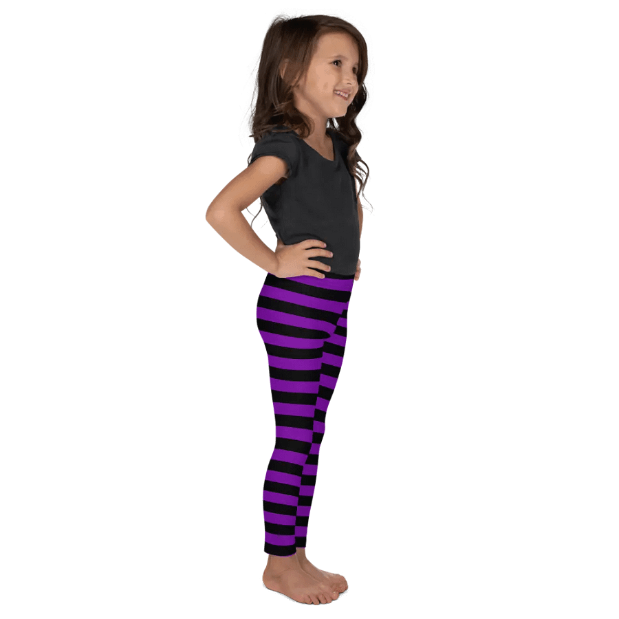 Striped Black and Purple Kids Leggings product image (6)