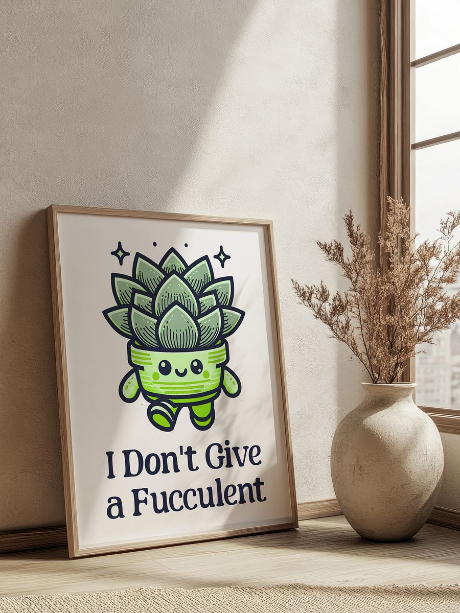 I Don't Give a Fucculent Funny Punny Retro Succulent Poster product image (6)