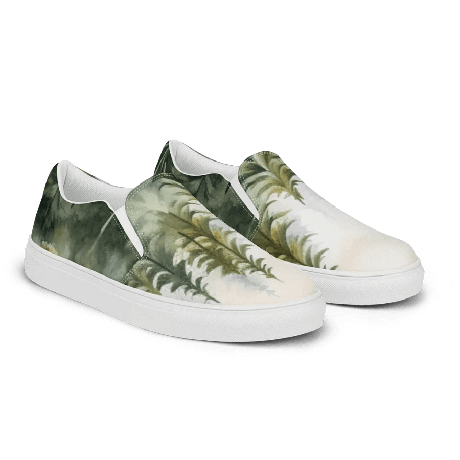 Men's Slip-On Canvas Shoes with Watercolor Spruce Forest Design product image (6)
