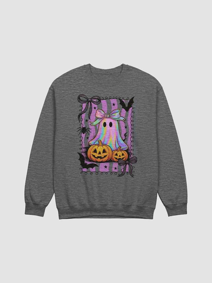 Iridescent Ghost Halloween Cute Striped Print Long Sleeve Unisex Sweatshirt product image (1)