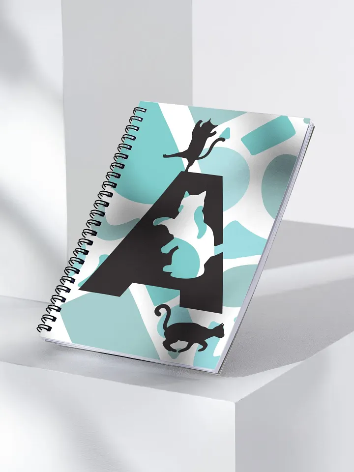 Monogram Letter A Cat Lover Geometric Blues Notebook product image (2)