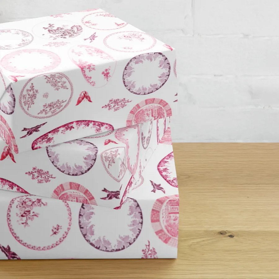 French Antique Plates | RED Wrapping Paper product image (12)