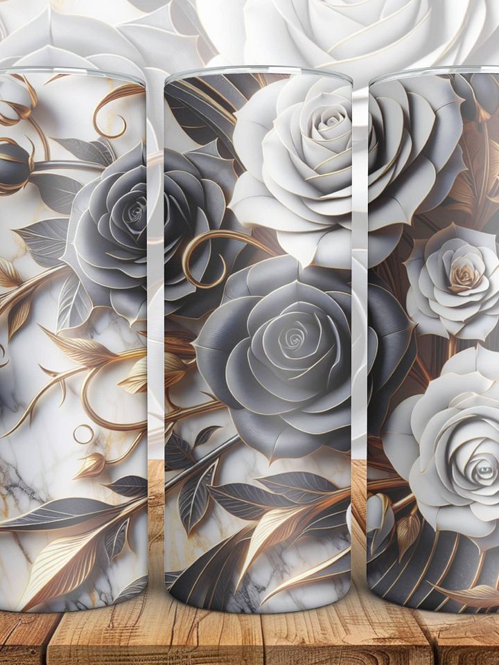 20 oz 3D Black Roses Floral Tumbler product image (1)