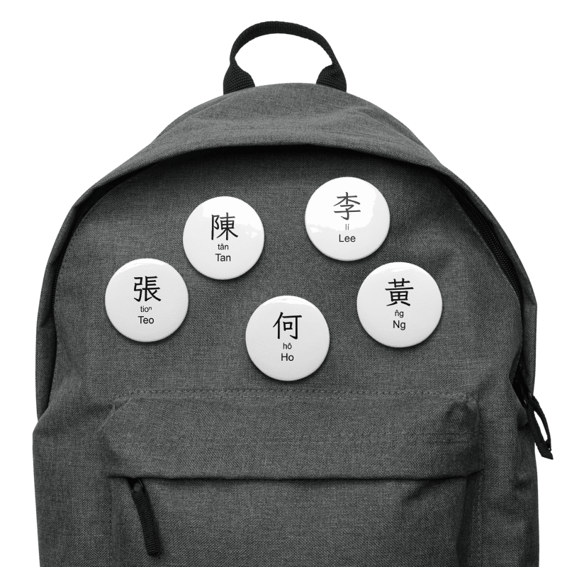 百家姓 Hundred Family Surnames Pin Buttons Set (Hokkien) [Series 1, White] product image (8)