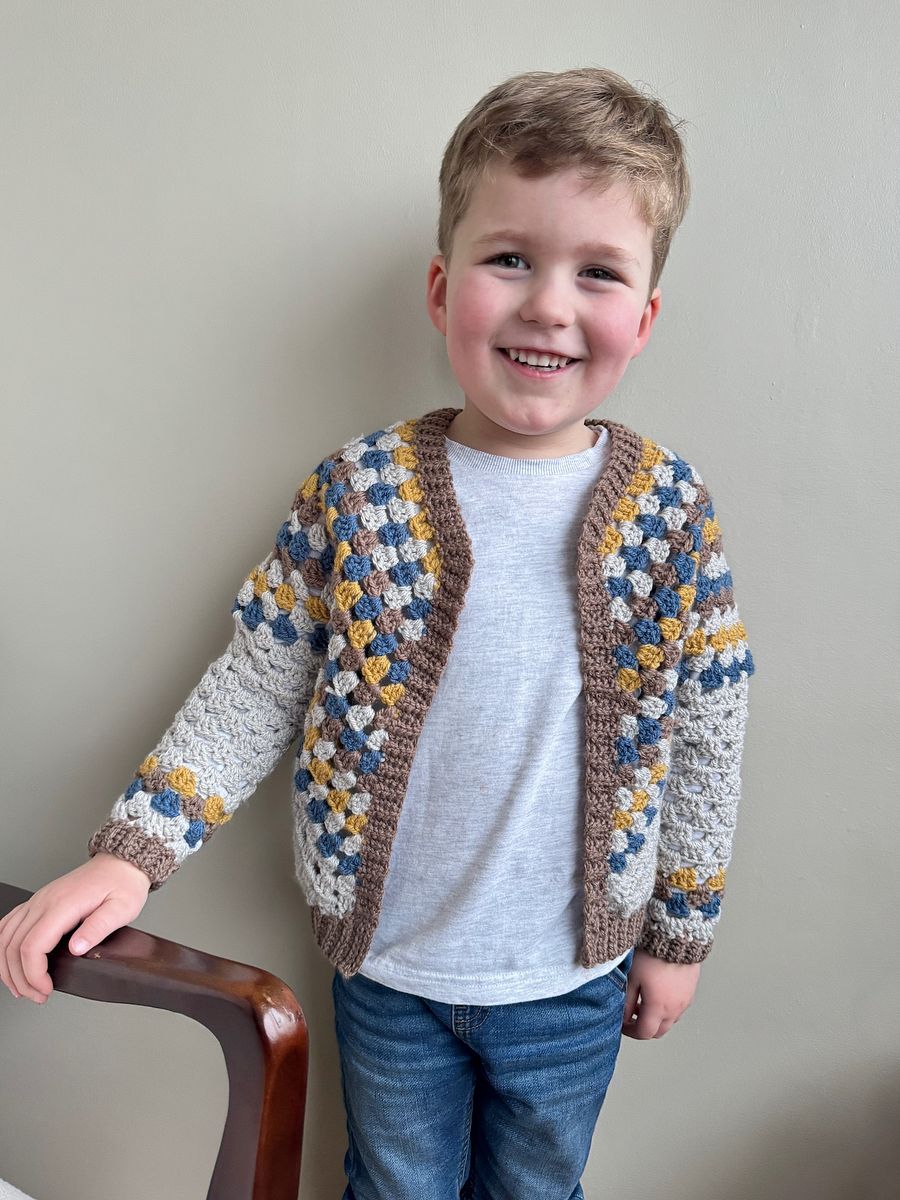 Granny Stitch Child Cardigan Crochet Pattern | Sizes Newborn to 10 Years | PDF Instant Download | Top Down Construction product image (1)