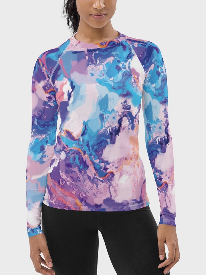 Rash Guard "Marble Effect Pastel Blue Purple Dreamy Waves" product image (1)