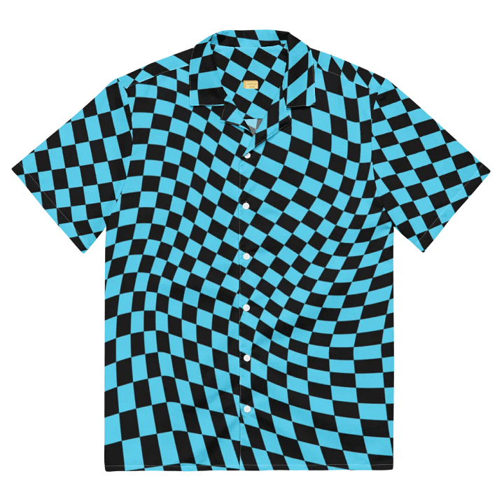 Vintage Retro Distorted Checkerboard Unisex Hawaiian Shirt product image (2)