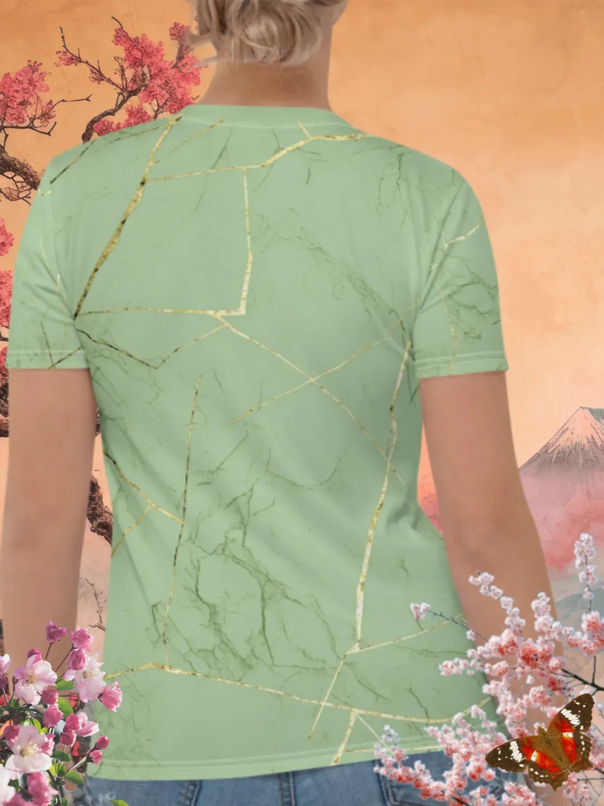 Green & Gold Kintsugi Print T-Shirt product image (4)