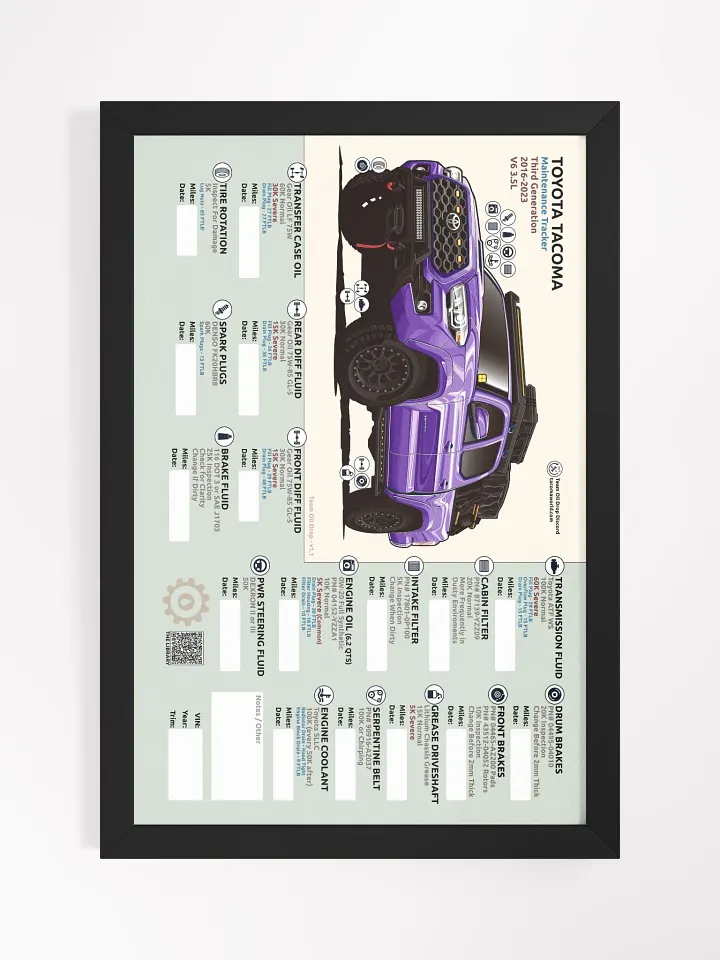 3RD GEN MAINTENANCE TRACKER V1.1 - Barney (Framed) product image (2)