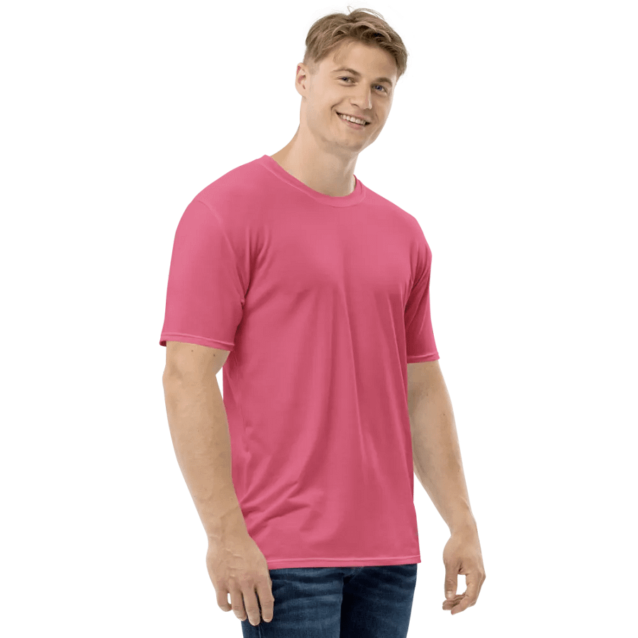 Plain Rosy Pink True Summer Men's Crewneck Polyester Heavyweight Premium T-Shirt by Treasure Pie product image (6)