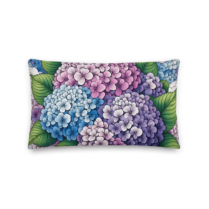 Hydrangea Harmony Premium Pillow | AI Design flower horstensia product image (2)