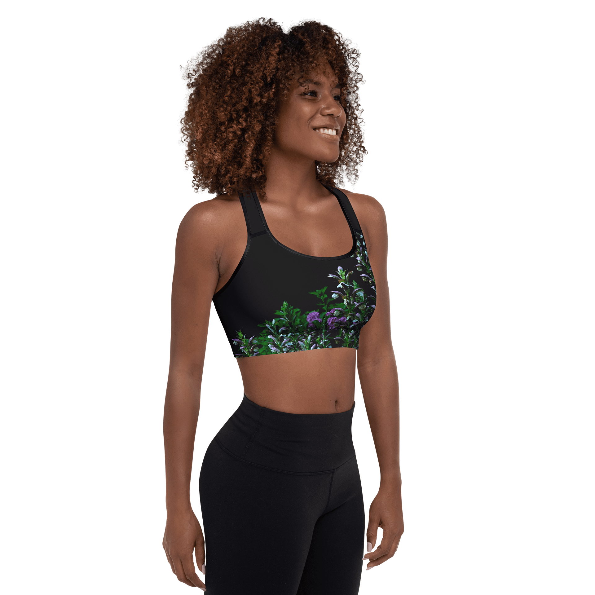 Gepolsteter Sport-BH - Blumenkontrast product image (6)