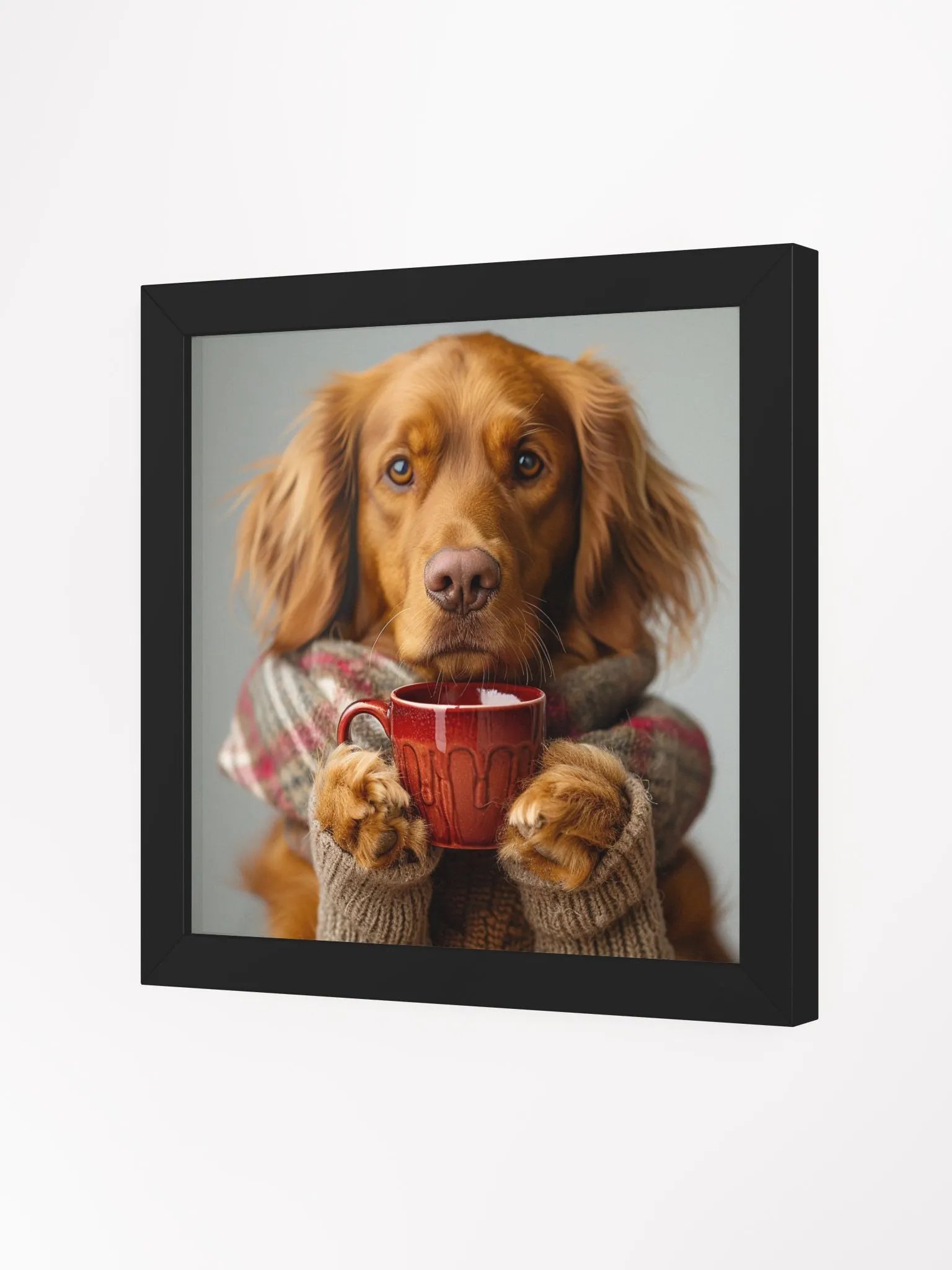 Coffee Lover Cute Irish Setter Dog Framed Wall Art product image (3)