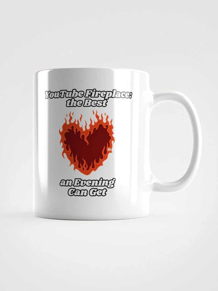 Flaming Heart - YouTube Fireplace: The Best an Evening Can Get | White Glossy Mug product image (1)