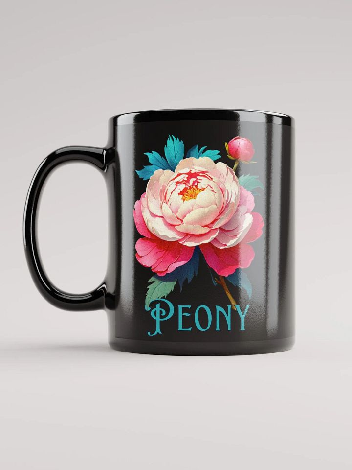 Floral Graphic | Black Coffee Mug | Peony product image (1)