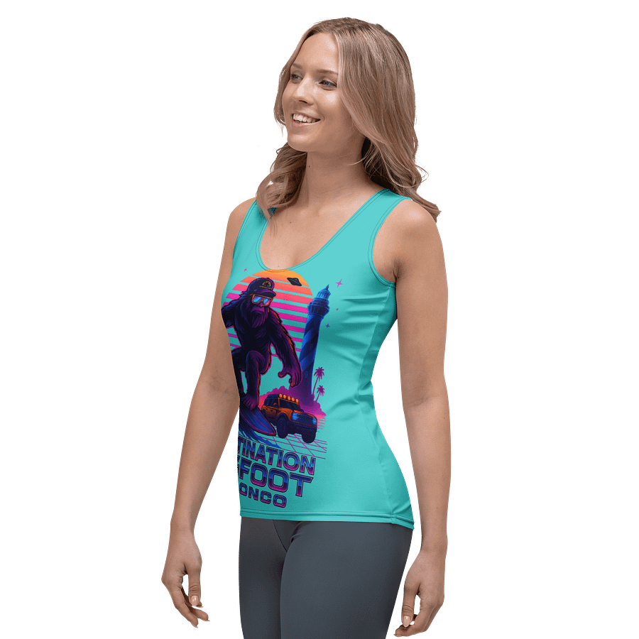 Destination Bigfoot Bronco Slanted Synthwave Women's Tank (Dark Turqouise) product image (3)