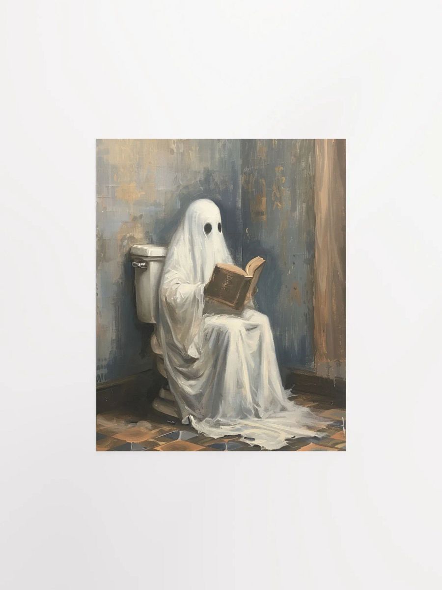 Ghost Reading a Book in Toilet Halloween Bathroom Wall Art Print product image (27)