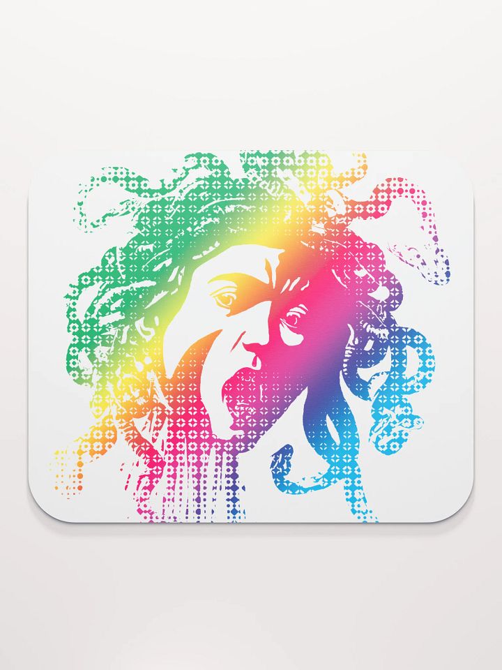 Rainbow Halftone Medusa on White CloseUp - Mouse pad product image (2)