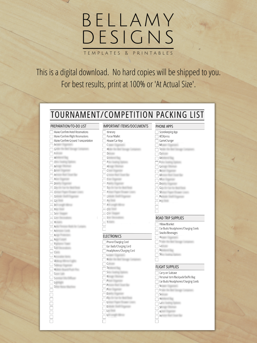 Sports Packing List - Tournaments, Games & Competitions product image (9)