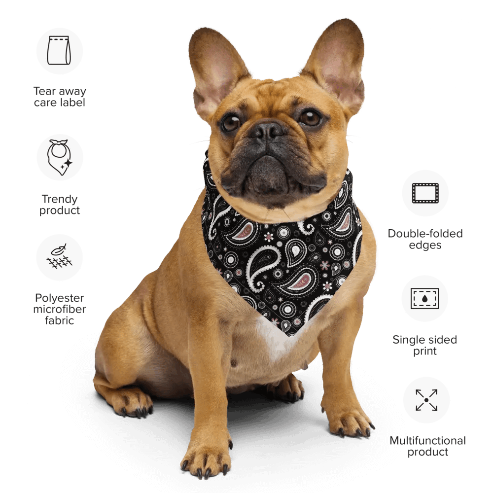 Black Paisley Dreams All-Over Print Bandana product image (6)