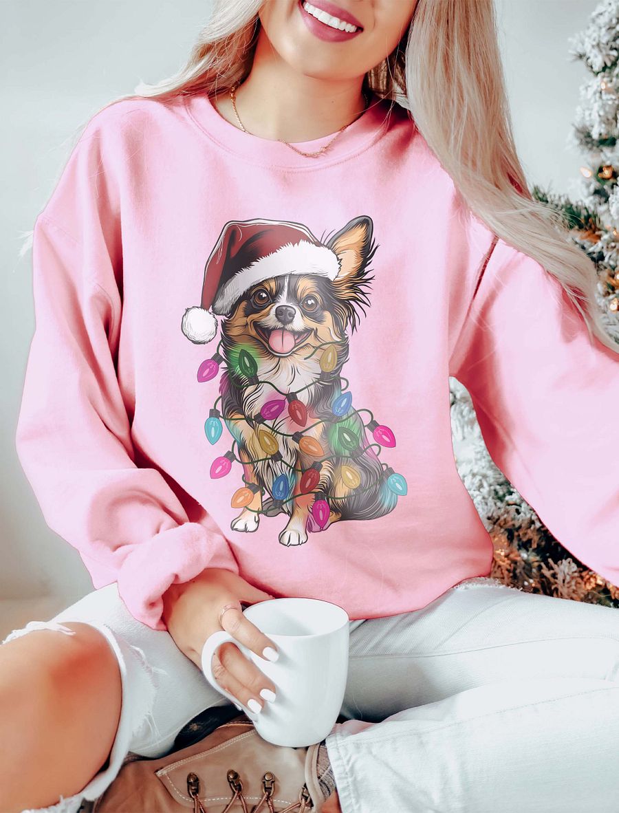 Funny Longhaired Chihuahua(Tricolor) Christmas Sweatshirt product image (15)