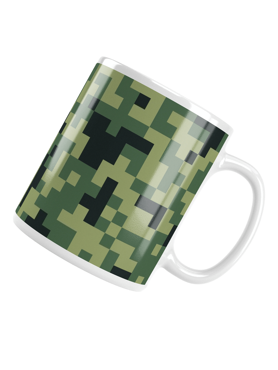 Military Green Camouflage Pixels Camo Pattern White Glossy Coffee Mug product image (4)