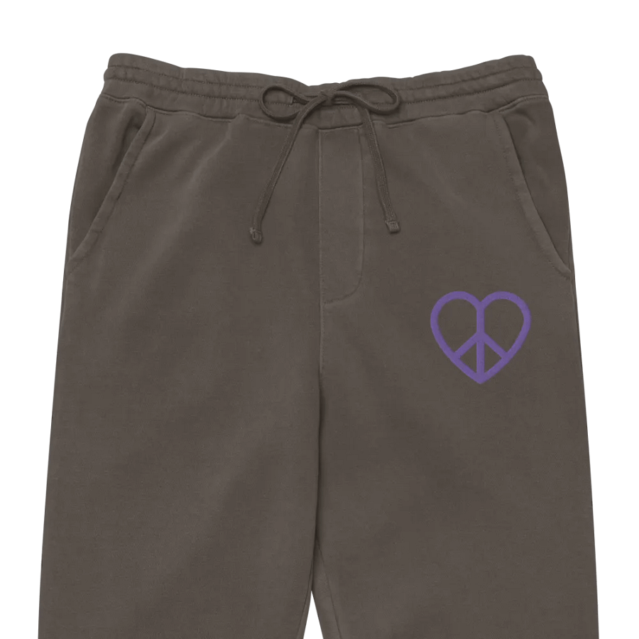 Embroidered Peace-Heart Sweatpants with Pockets (Purple Heart) product image (4)