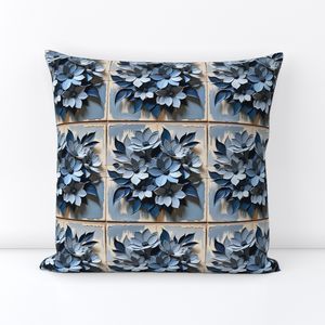 Seamless Pattern - Painted Floral Tile Pattern 1 in Shades of Blue and White product image (5)