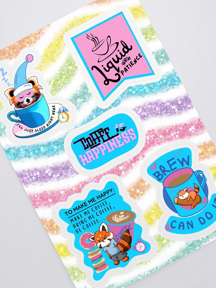Funny Red Panda Blue & Pink Coffee Sticker Sheet product image (2)