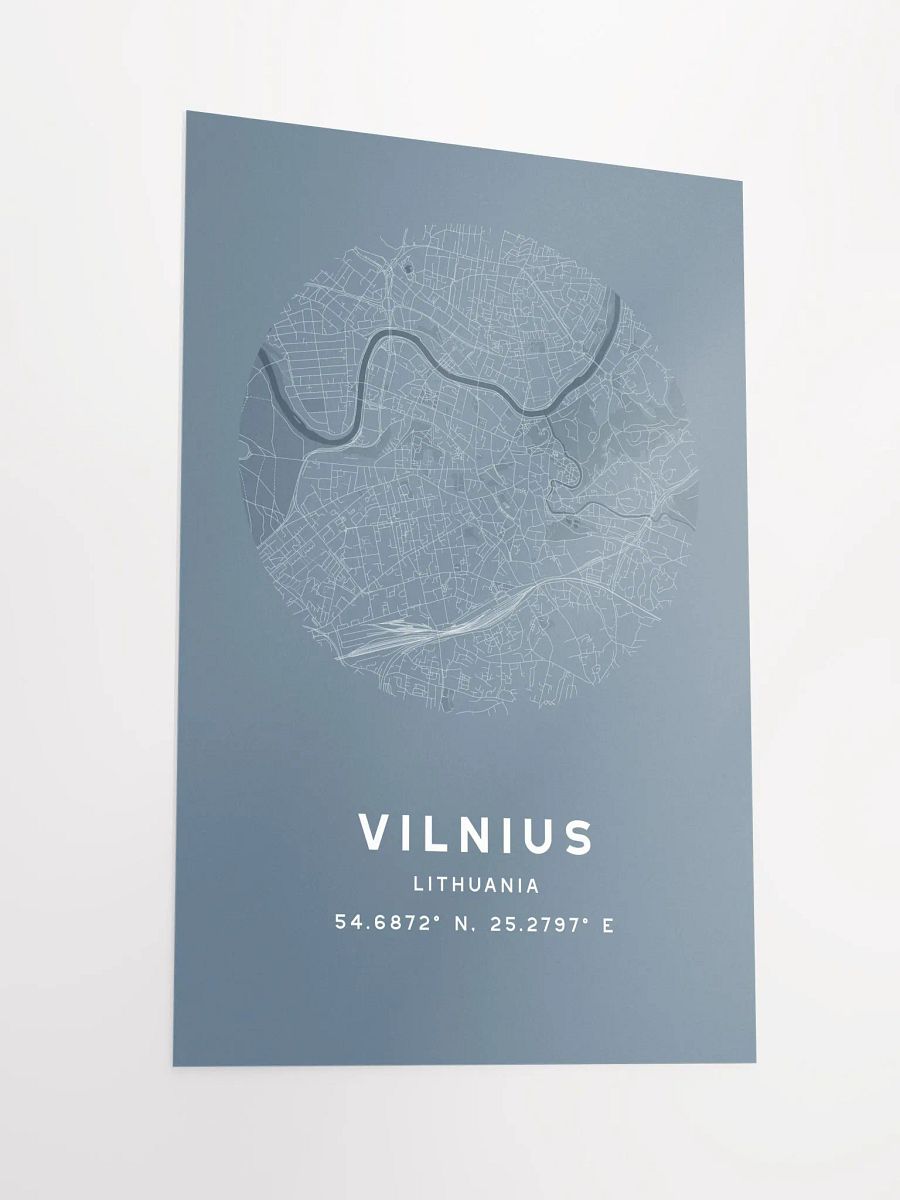 Vilnius Street Map Poster – Blue Minimalist Circular City Art product image (4)