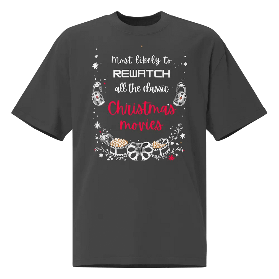 Most Likely To Rewatch Elf Quarantine Oversized Tee product image (1)